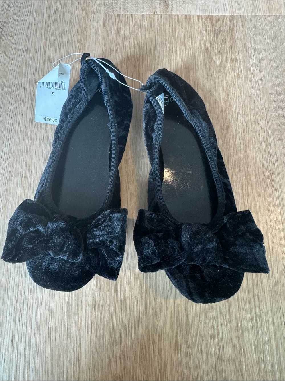 GAP Black Velvet Bow Ballet Flats - Kids